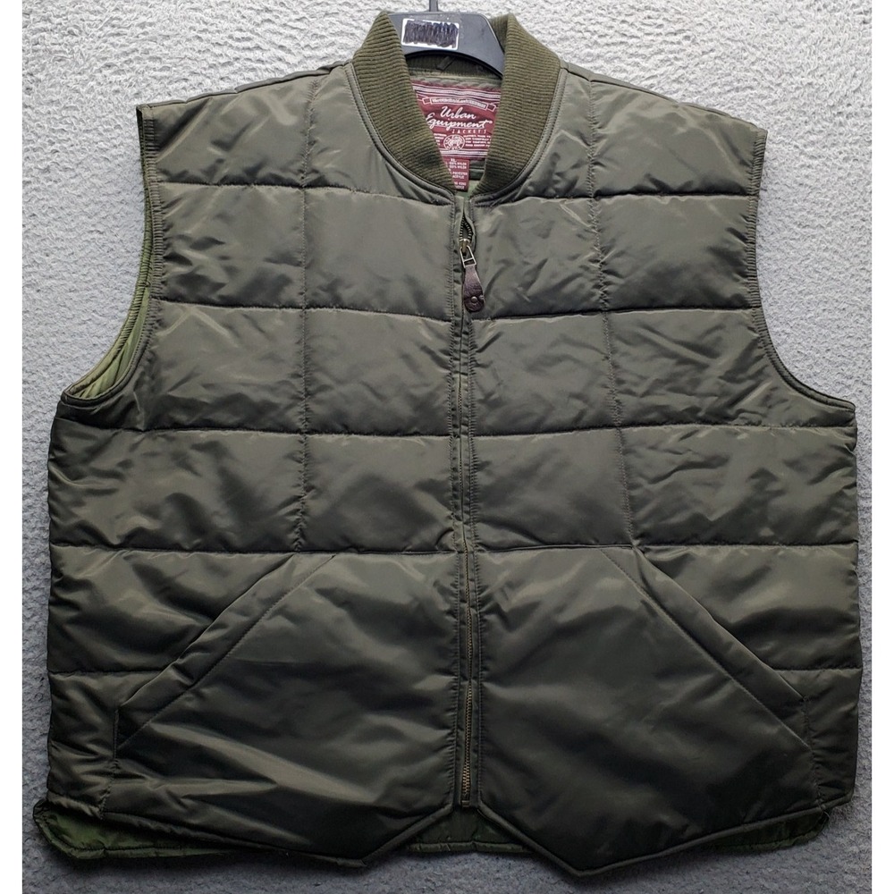 Vintage Urban Equipment Puffer Vest Mens XL Green Quilted Insulated Full Zip EUC